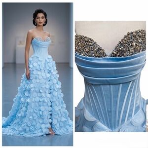 NWT JOVANI Rhinestone PROM PAGEANT Gown Light Blue size 4 ONE OF A KIND